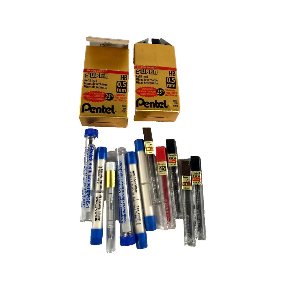 Vintage Pentel Sanford Mechanical Pencils Erasers Lead Refills Mixed Lot